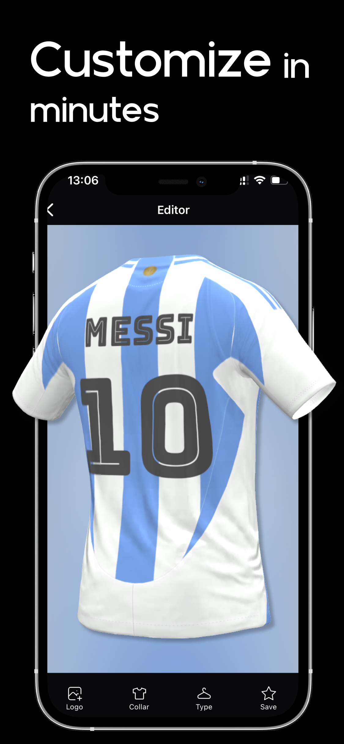 FC Kit app template selection screen showing football jersey templates