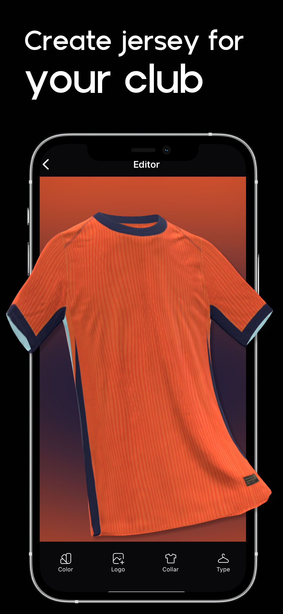 FC Kit app customization screen with color picker and player name editor
