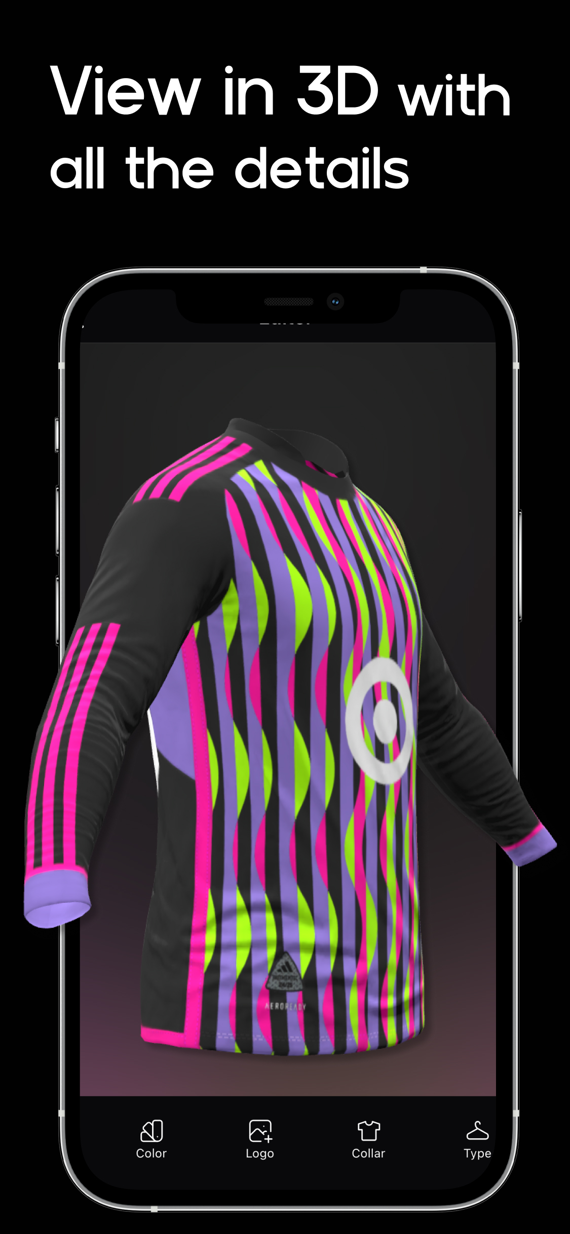 FC Kit app export screen showing finished football jersey design